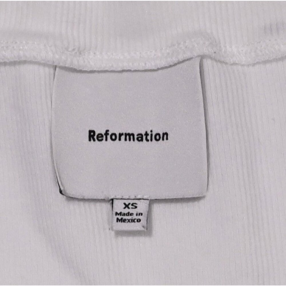 Reformation Jayden Long Sleeve Henley Tee in White - Picture 3 of 5